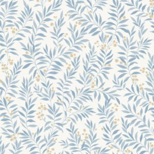 Non-woven wallpaper leaves cream blue beige MN3407