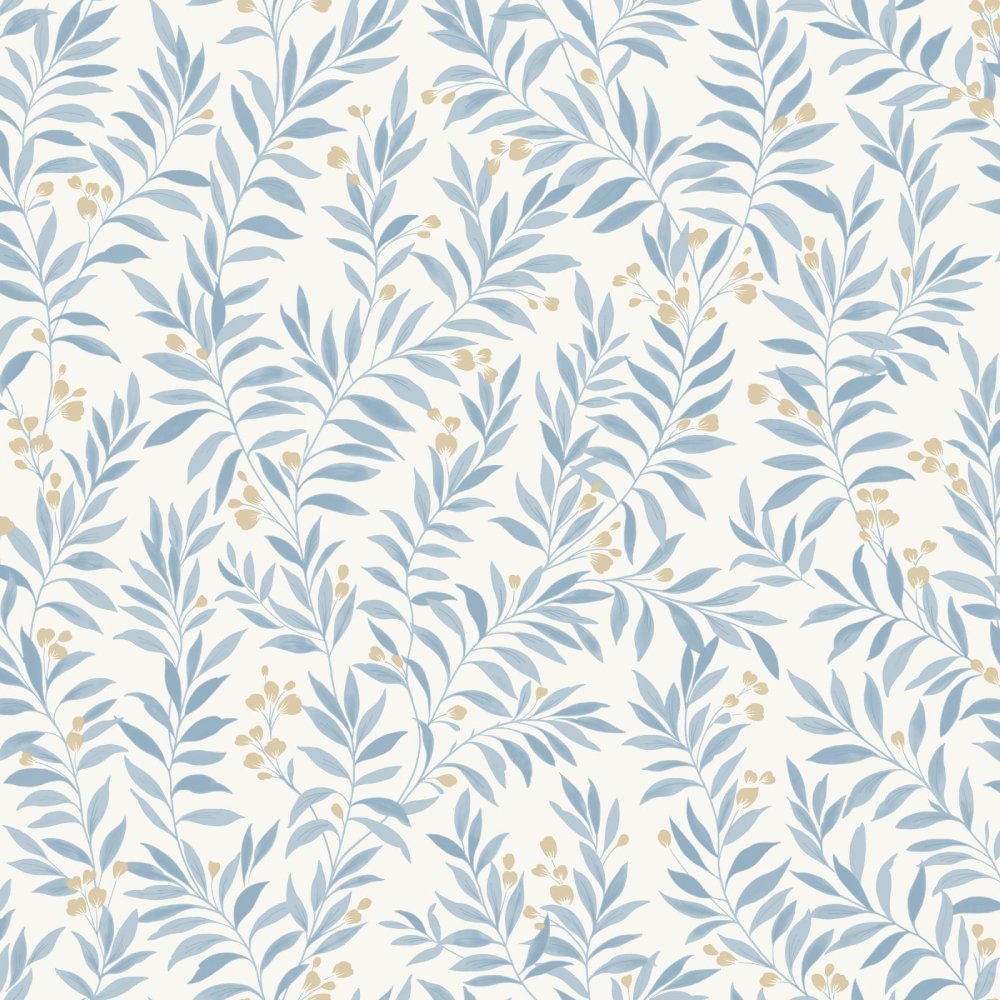 Non-woven wallpaper leaves cream blue beige MN3407