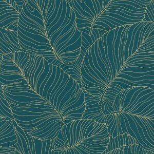 Non-woven wallpaper Phoenix A50902 leaf motif green Grandeco