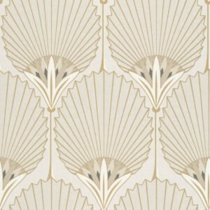 Non-Woven Wallpaper Art Deco Cream Gold Metallic A54903