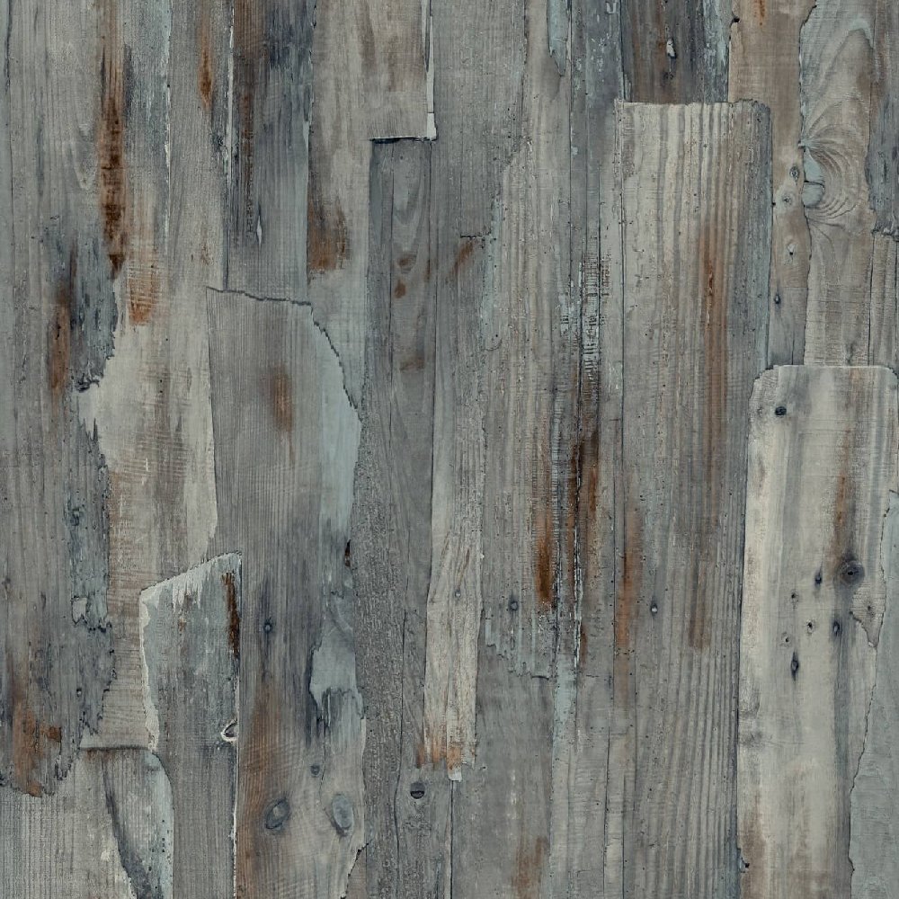 Non-woven wallpaper rustic wood look blue grey brown A62803