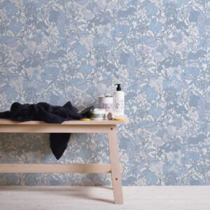 Non-Woven Wallpaper Floral Blossoms white blue 37756-6