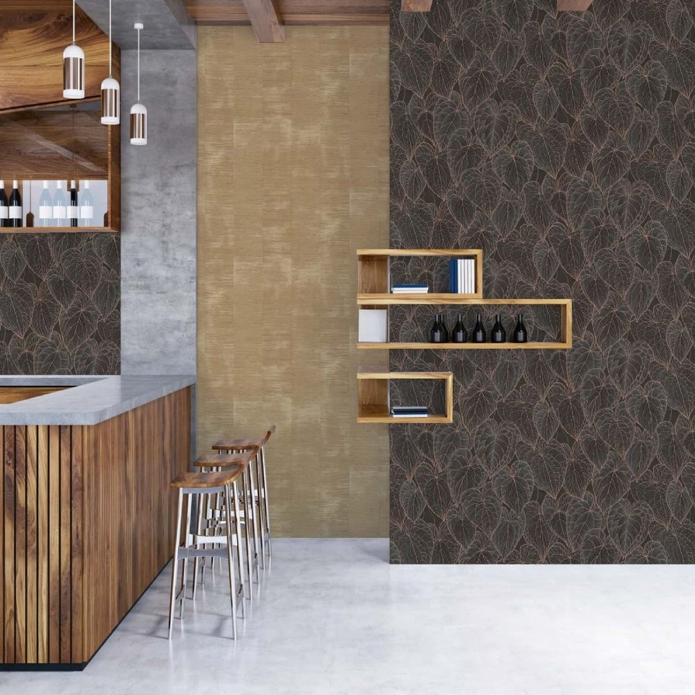 Wallpaper Daniel Hechter Tropics black bronze metallic