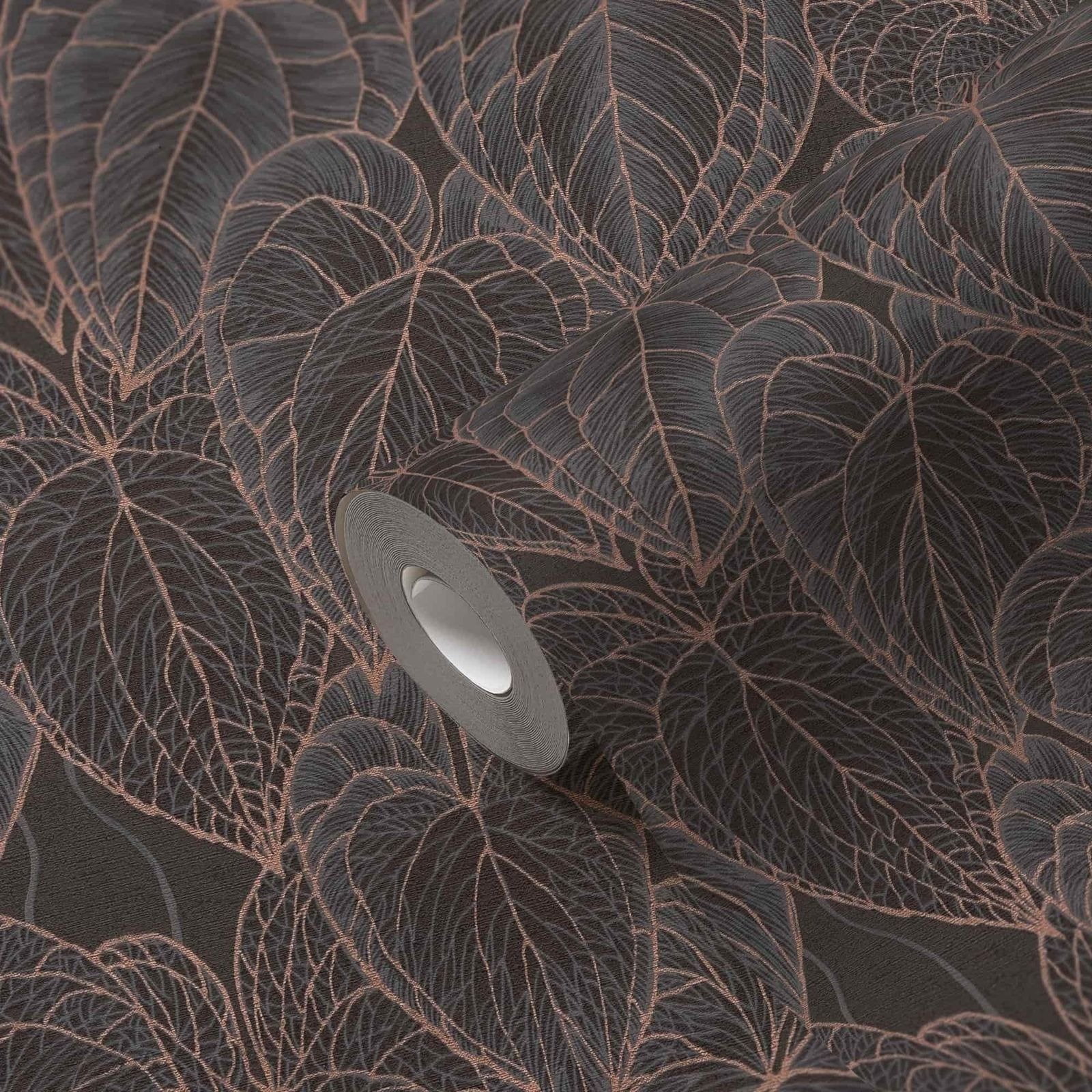 Wallpaper Daniel Hechter Tropics black bronze metallic - Image 4