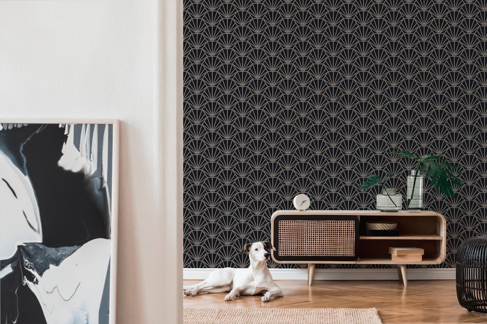 Wallpaper non-woven 37528-1 ornaments black white - Image 3