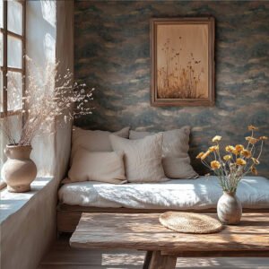 Plaster look black gold wallpaper 78656-4