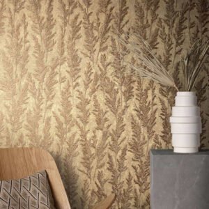 Wallpaper non-woven grass plants gold brown 85729