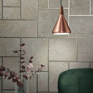 Wallpaper non-woven tiles wood tiles beige silver 85745