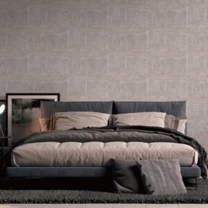 Non-woven wallpaper tiles beige silver metallic 39671-2