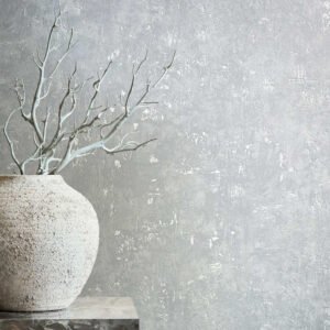 Non-Woven Wallpaper Plaster Look grey White Metallic 82371