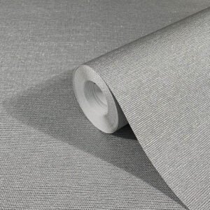 Non-Woven Wallpaper Plain Structure Metallic silver 32626