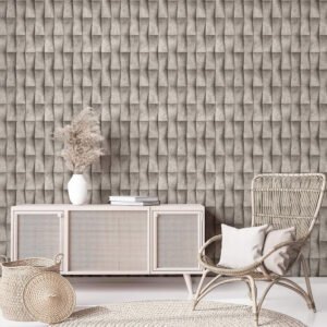 Non-woven wallpaper 3D effect plaster look grey beige 81650