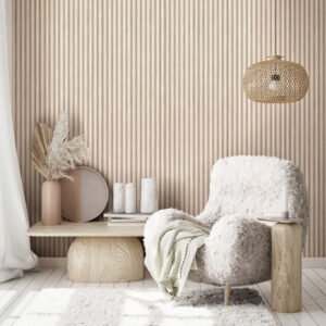 Non-woven wallpaper wall panels look beige grey 81697