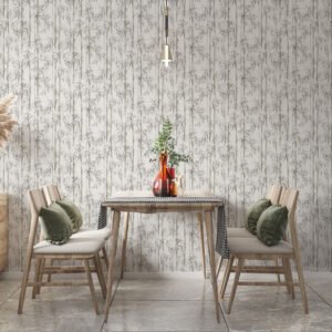 Non-woven wallpaper bamboo watercolor grey cream 81671
