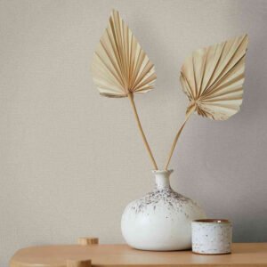Non-woven wallpaper plain linen texture beige 82347