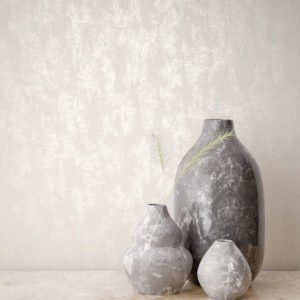 Non-woven wallpaper plaster look cream pearl metallic 82375