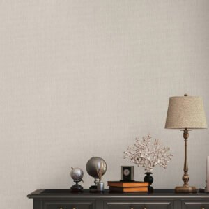 Non-woven wallpaper plain linen look beige brown 39651-4