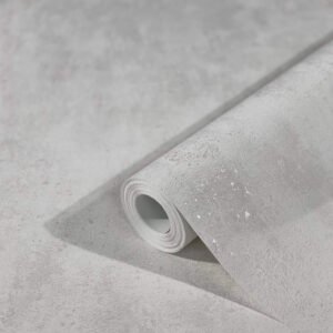 Wallpaper non-woven plaster look metallic white gray 32611