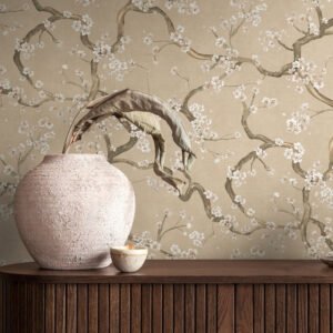 Non-woven wallpaper floral beige cream metallic 78199-2