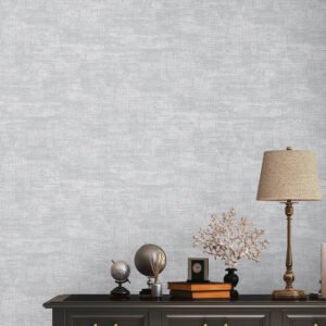 Non-woven wallpaper used look grey silver metallic 39657-2