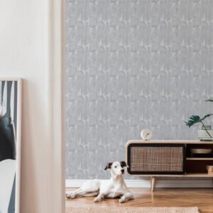 Non-woven wallpaper leaves abstract light grey 39658-2