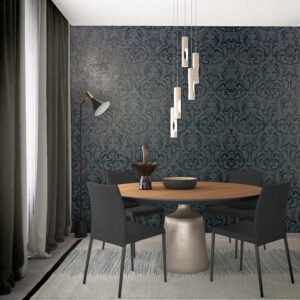 Non-woven wallpaper ornaments motif floral black grey 82391