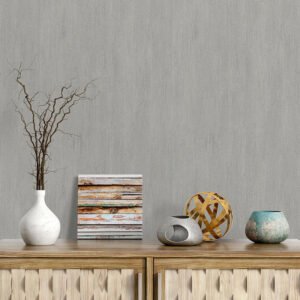 Non-woven wallpaper plain concrete look grey/brown 10534-37