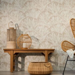 Non-woven wallpaper graphic fan cream beige brown 78198-2