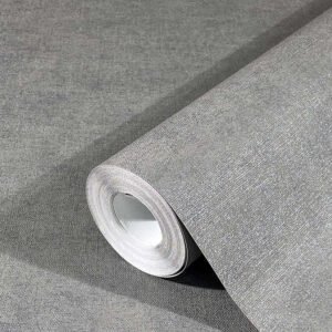 Non-Woven Wallpaper Plain Metallic gray silver 32405