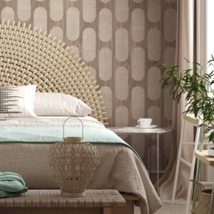 Non-woven wallpaper wood look rattan grey brown 81638