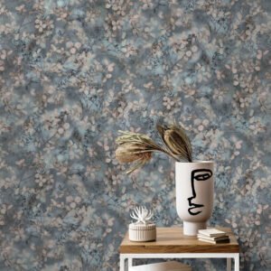 Non-woven wallpaper flowers blue beige grey 10415-08