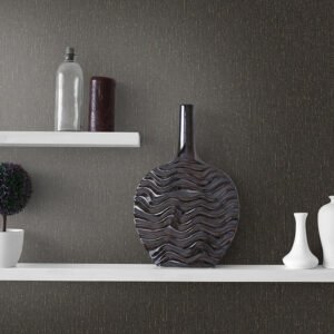 Non-woven wallpaper textile look black metallic 10437-15