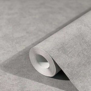 Non-woven wallpaper plain metallic dark gray 32404