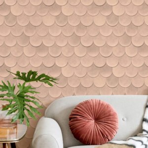 Non-woven wallpaper 3D look tiles shingles orange 81658