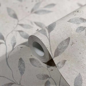 Non-Woven Wallpaper Leaves Metallic greige gold 32633