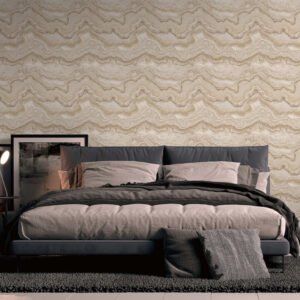 Non-woven wallpaper waves grey gold metallic 39659-2