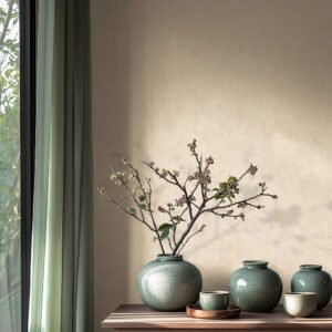 Non-woven wallpaper concrete look plain beige gloss 36924-9