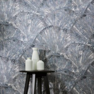 Non-woven wallpaper graphic fans dark blue grey 78198-5