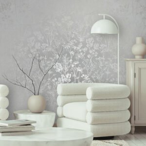 Non-woven wallpaper Wildflowers White Pearl Gloss 82462