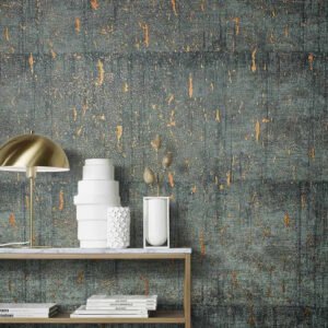 Wallpaper non-woven patina cork anthracite metallic 85751