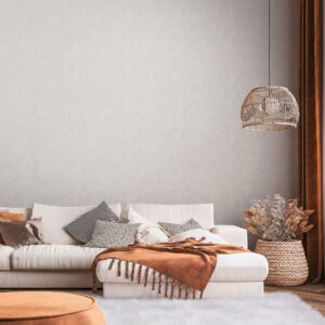 Non-woven wallpaper circles beige silver metallic 39656-3