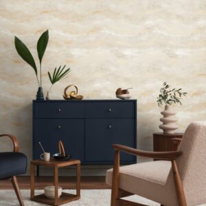 Non-woven wallpaper plaster look beige gold 78656-3