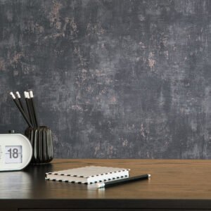 Non-woven wallpaper concrete look black copper 39670-3