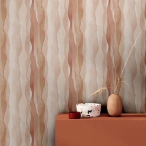 Non-woven wallpaper waves abstract art beige brown 81632