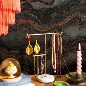 Non-woven wallpaper waves black gold metallic 39659-4