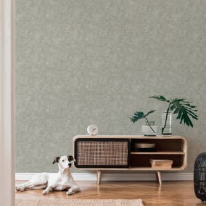 Non-woven wallpaper circles beige green silver 39656-4