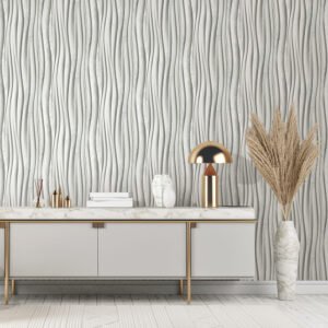 Non-woven wallpaper 3D effect wood look cream grey 81669