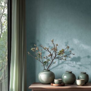 Non-woven wallpaper texture plain blue gloss 78227-2
