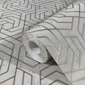 Non-Woven Wallpaper 3D Labyrinth Metallic greige gold 32608
