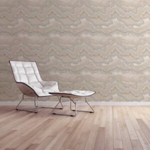 Non-woven wallpaper waves beige silver metallic 39659-6